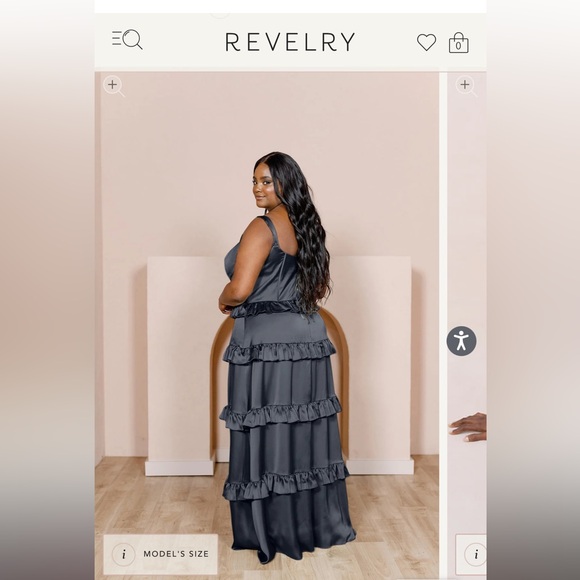 Revelry Sloan Satin Dress in Black Size 8 - Picture 3 of 3